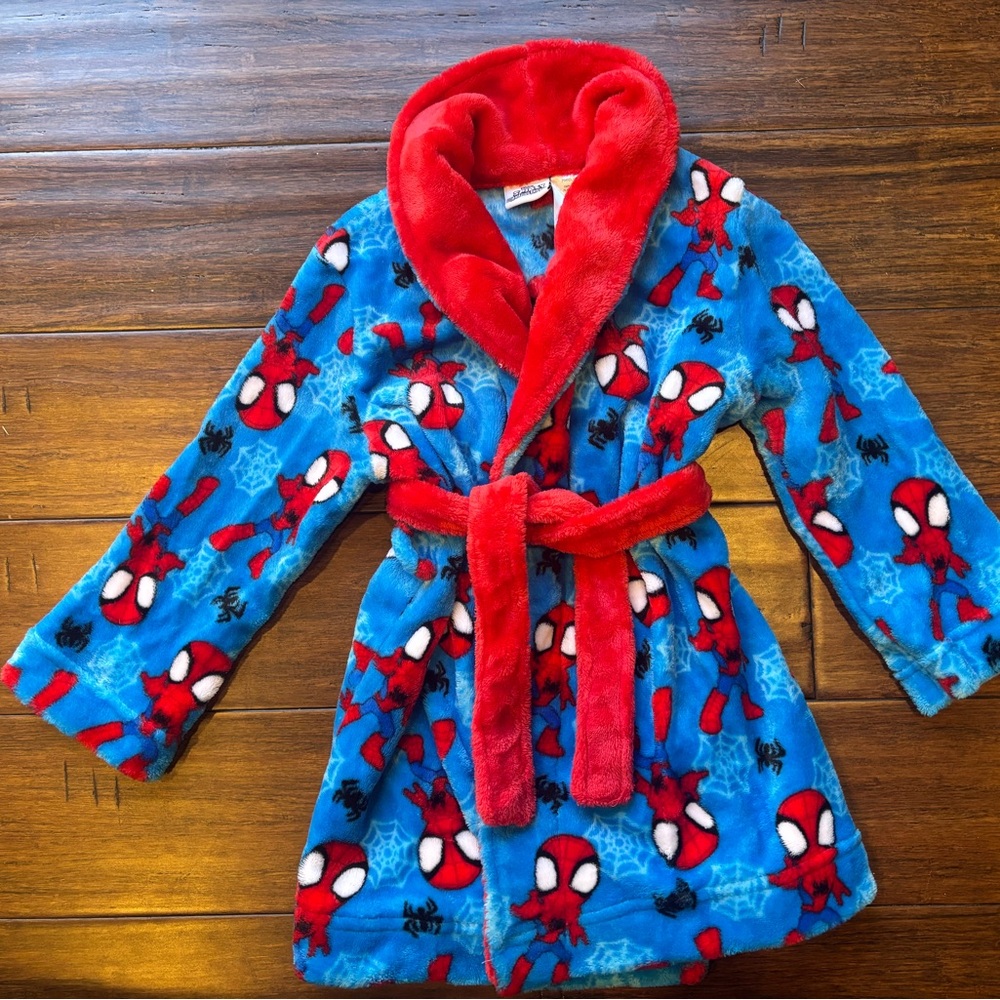 Kids STAR WARS  Blue and Red MARVEL Spider-Man Bath Robe - 4T